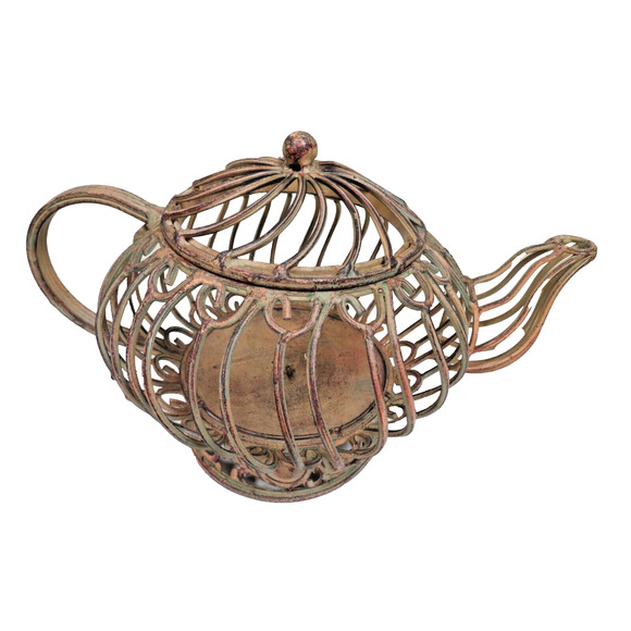 Decorative Wrought Iron Metal Teapot Candle Holder - Picture 2 of 6